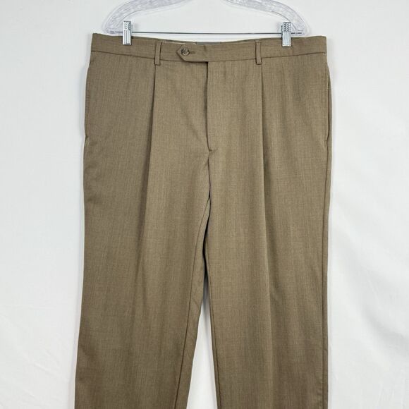 Paul Frederick Men’s 36x30 Brown Pleated Dress Pants Cuffed Wool Cashmere - Picture 1 of 16